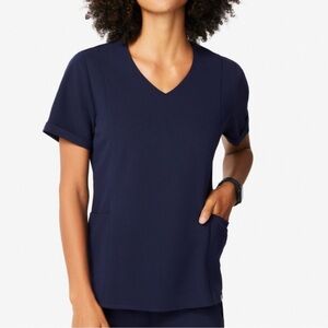 Figs Short Sleeve Top Navy Blue V Neck Scrub Top Inala Size Small Hospital Med